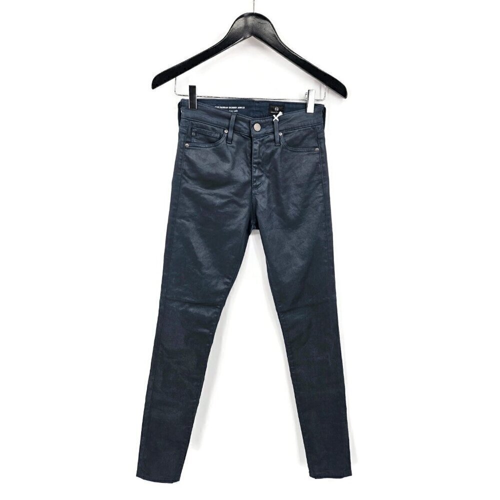 New AG Jeans Farrah Skinny Ankle Womens 24 High Rise Leatherette